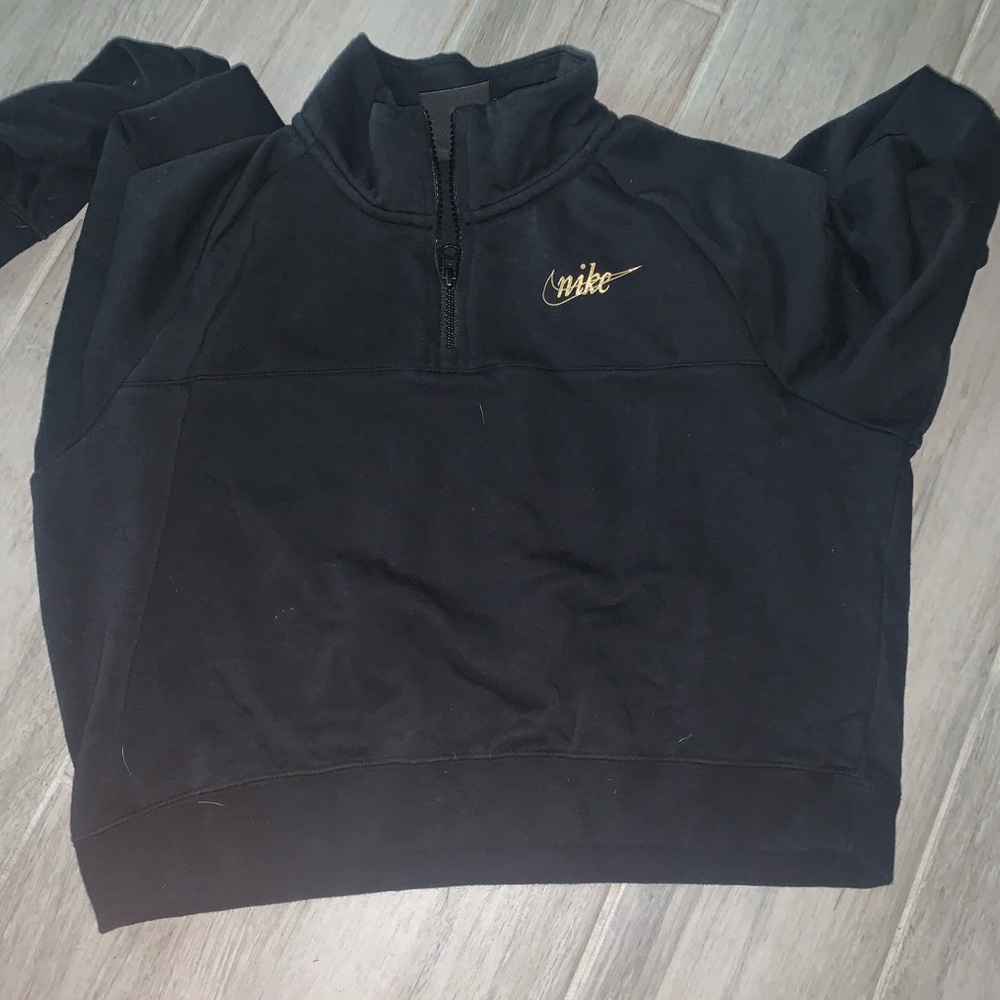 Nike Cropped Zip Up Jacket Black with Gold